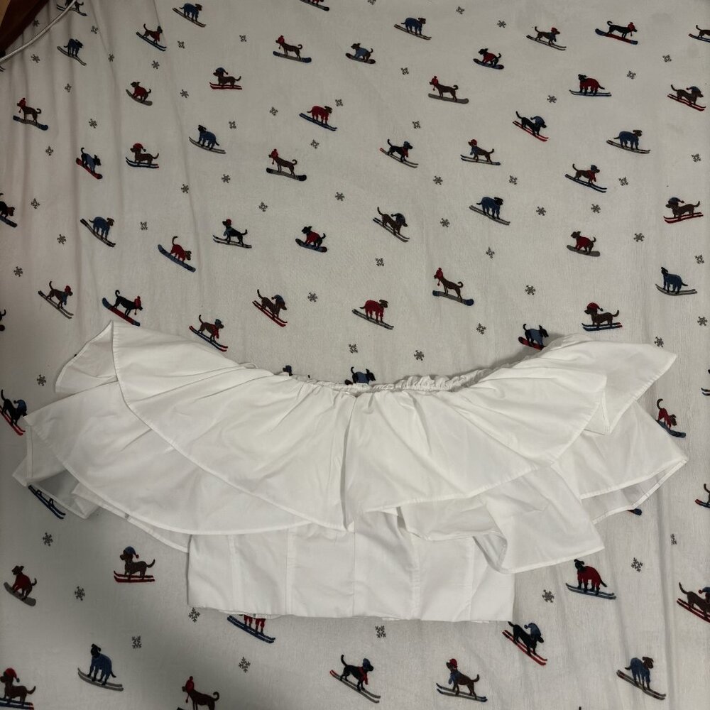 Off-the-shoulder Ruffle Crop Top - Picture 2 of 5